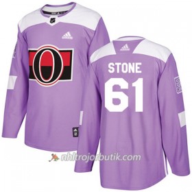 Män Ishockey Ottawa Senators Tröja Mark Stone 61 Adidas 2017-2018 Lila Fights Cancer Practice Authentic